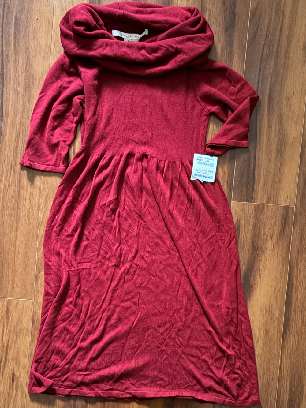 Max Studio Burgundy Cowl-Neck Midi Dress NWT